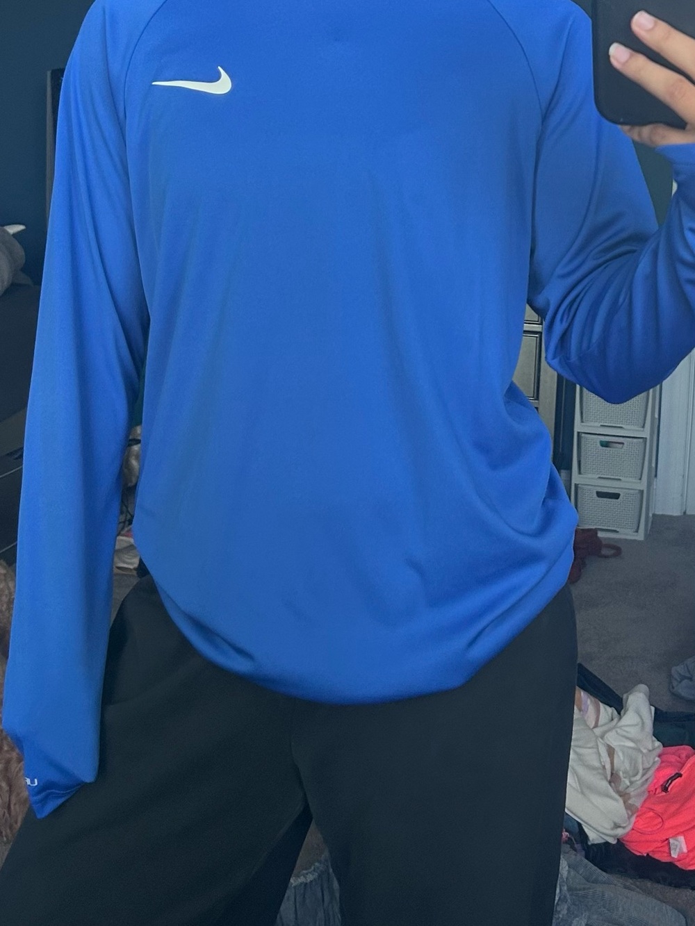 Nike Men’s Royal Blue Long-Sleeve Training Top with White Swoosh